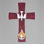 Confirmation 7" Cross Dove Flame Red