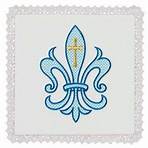 Chalice Pall Embroidered Fleur De Lis 7 1/2 Inch