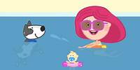 Cartoon mit Smarta und Spotty. Gehen an den Strand. Deutscher Zeichentrickfilm für Kinder.