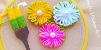 It's so Cute 💖🌟 Super Easy Woolen Flower Craft Idea with Fork - DIY Amazing Woolen Flowers