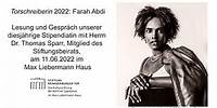 Torschreiberin 2022: Farah Abdi, Lesung im Max Liebermann Haus, Stiftung Brandenburger Tor