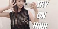 [4K] see through try-on clothing | best asian outfit in the dressing room 2024