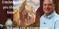 How to paint watercolor clouds and cliffs with wet into wet and scumbling