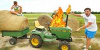 Our Tractor Catches Fire Hauling Hay | Tractors for kids