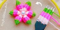 It's so Beautiful 💖🌟 Superb Woolen Flower Making Trick with Fork - DIY Amazing Woolen Flower Design