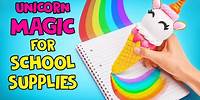 4 Fun Unicorn School Supplies 🦄 DIY Pen, Organizer, Gift Box, and Magical Pencil Case!🌈