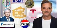 Märkte am Morgen: Bitcoin, PepsiCo, Tesla, Rheinmetall, Bayer, Freenet, ASML, Commerzbank, Vonovia