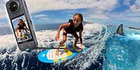 Kids Wake Surfing in the Ocean!! Be Safe with Sharks! Reviewing the new Insta360 X4
