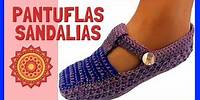 PANTUFLAS a #crochet o ganchillo modelo Sandalias - Moda a Crochet