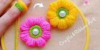 It's so Cute 💖🌟 Superb Woolen Flower Making Trick with Finger - DIY Amazing Woolen Flower Design