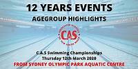 12 YEARS 50 FREESTYLE 2020 CAS Swimming Champs