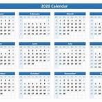 Is there a week calendar for 2020?2