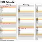 What size is a calendar template for 2022?4