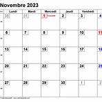 calendrier novembre 20233