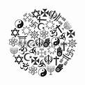 Set de vectores de símbolos de las religiones de mundo de íconos en ...
