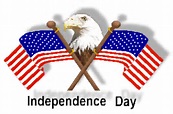Independence Day clip art of U.S.A. crossed flags and eagles and flags ...