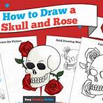 easy drawings of skulls with roses4